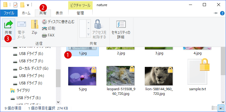 Windows10 特定のファイルを共有する