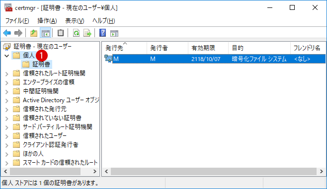 Windows10 不要な証明書を削除する