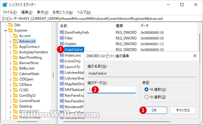 Windows 11 ファイル名の拡張子を表示または非表示にする