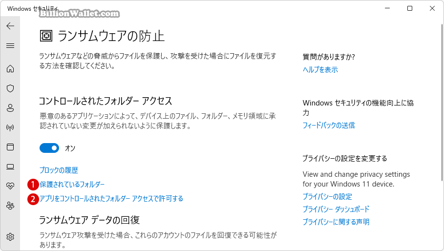 Windows 制御されたフォルダー アクセスをカスタマイズする