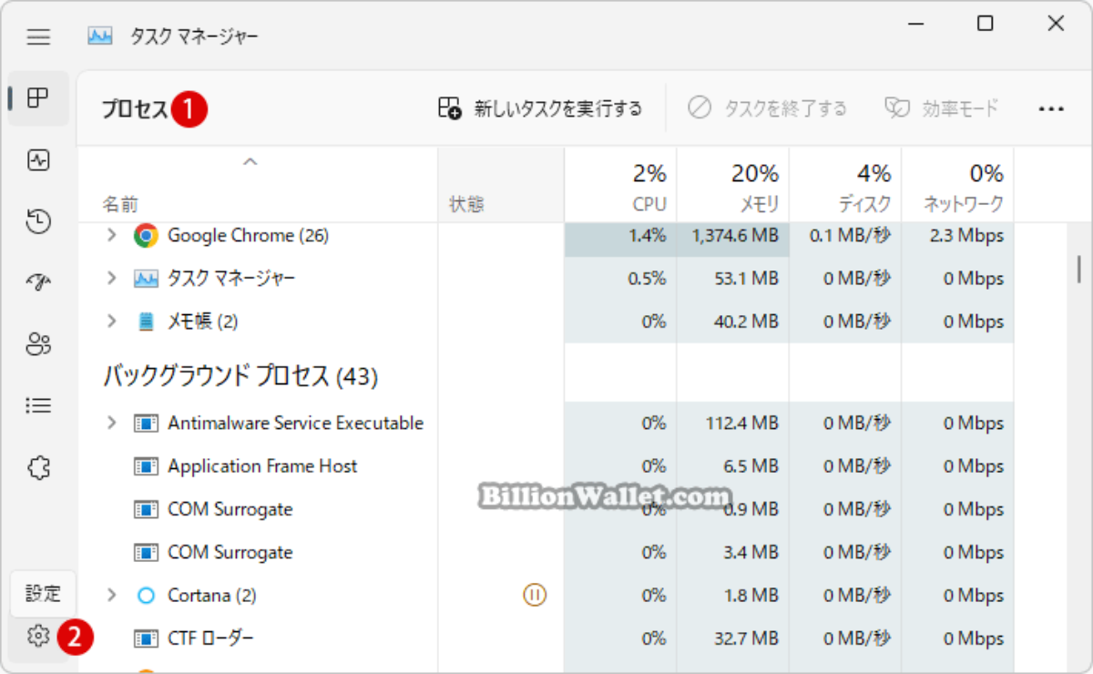 Windows 11でタスクマネージャのスタートアップページを変更する